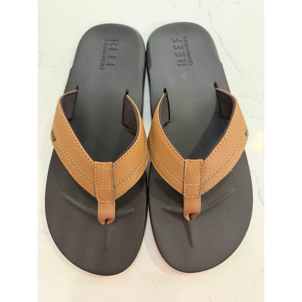 Reef Cushion Mens Flip Flops Brown Black Thong Sandals Size 10 E-25 CLC